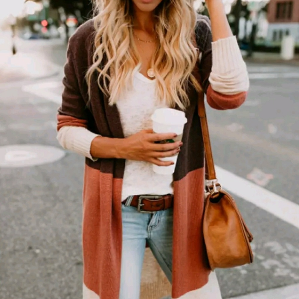 Knit Colorblock Cardigan - Picture 2 of 8